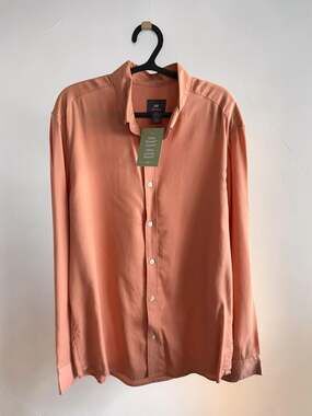 H&M Regular Fit 100% Tencel Lyocell Long Sleeve Shirt Salmon Size M